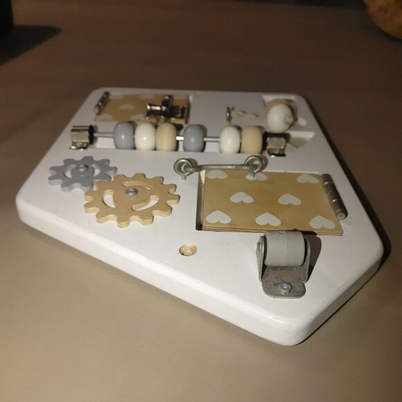 Wooden Montessori Busy Board With Bead Slider & Gears For Toddlers - Picture 11 of 11